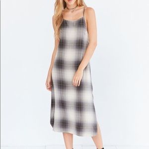 Silence and noise plaid midi slip dress UO